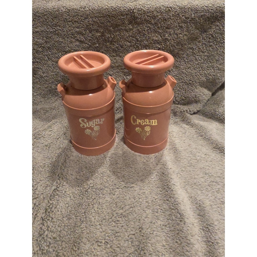 Vintage Plastic Research‎ Sugar And Creamer Containers Beige- Made In Arkansas